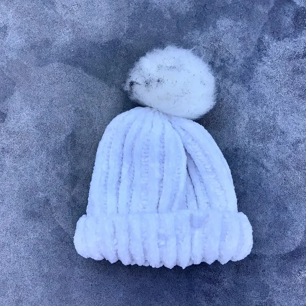 Chenille Winter Hat with PomPom One size